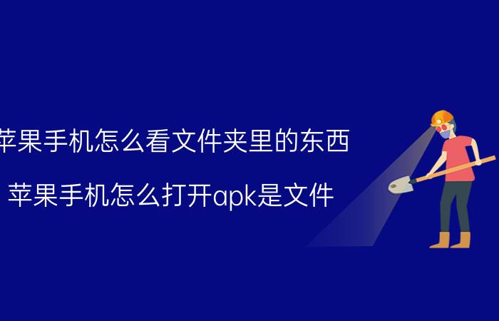 苹果手机怎么看文件夹里的东西 苹果手机怎么打开apk是文件？